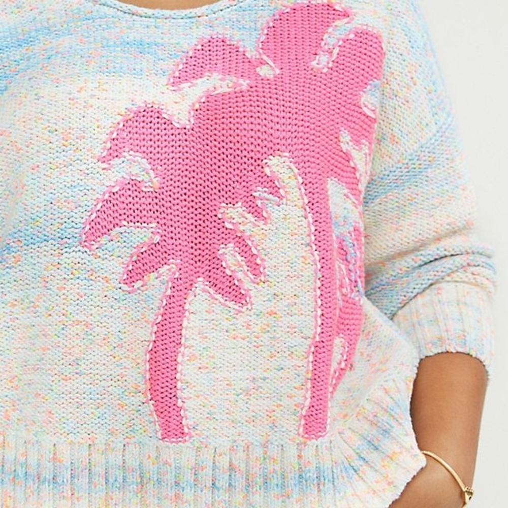 Anthropologie Multicolor Palm Tree Sweater - Picture 5 of 6